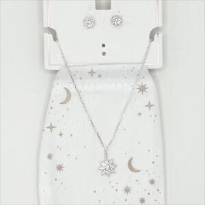 Fashion Jewelry North Star Earring and 16" Necklace Set Silver Plated